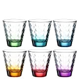 Leonardo Optic 025922 Lot de 6 verres à eau, lavables au lave-vaisselle, en verre coloré, multicolore, 215 ml