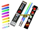 Lightsaber ChopSticks Light Up Star Wars Lot de 2 sabres lumineux à LED réutilisables avec poignée amovible Passe au lave-vaisselle ...