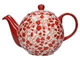 London Pottery Splash Globe Théière avec passoire en grès Rouge/blanc 4 tasses 900 ml