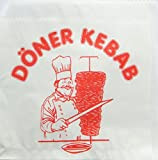 Lot de 1000 döner kebab-- hommes/dönertasche (blanc avec motif 16 x 16 cm)