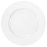 Lot de 12 assiettes plates en porcelaine véritable Ø 240 mm - Blanc - Idéal pour peindre (vaisselle pour la ...