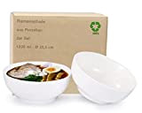 Lot de 2 bols à soupe Shiro en porcelaine blanche - Capacité jusqu'à 1200 ml - Pour ramen japonais et ...
