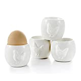 Lot de 4 coquetiers en céramique de qualité supérieure - Blanc - Design 3D - Poulet Mignon - Porcelaine - ...