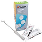 Lot de 4 pastilles détartrantes 311909 TCZ6004 compatibles avec toutes les machines à café Bosch Tassimo avec brosse de nettoyage ...