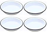 Lot de 4 traditionnel Falcon en émail Blanc circulaire Plat à Tarte à rôtir cuisson, Émail, blanc, 18 cm