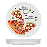 Lot de 6 assiette à pizza grand modèle margherita 30,5 cm-assiettes en porcelaine avec un joli motif pasta/pizza pour le ...