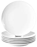 Lot de 6 assiettes plates en porcelaine véritable Ø 240 mm Blanc Idéal pour peindre (vaisselle de table pour la ...