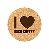 Lot de 6 dessous de verre en liège gravés I love Irish Coffee