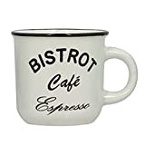 LOT DE 6 TASSES CAFE14CL EN GRES BISTROT EXPRESSO BLANC INSCRIPTION NOIRE