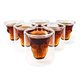 Lot de 6 verres à liqueur design tête de mort - En verre - Pour Vodka, whisky - 75 ml