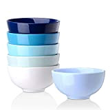 LOVECASA, Bols à Petit Déjeuner en Porcelaine, Bols Japonais à Soupe (6 Pièces- Bleu Dégradé, 5"- 480ML)