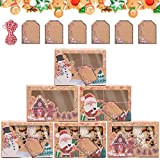 LTHERMELK 6 Pièces Boîtes à Biscuits de Noël avec Fenêtre Transparente, 3 Modèles Boîtes à Cupcakes Boîte de Bonbons de ...