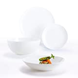 Luminarc - Collection Diwali - Service de table 19 pcs en opale blanc - 6 assiettes plates 25 + 6 ...