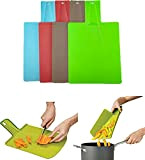 luxiaoge6 Plastic Utility Cutting Board with Handles,Foldable Camping Cutting Board,Non-Slip Feet Dishwasher Safe (Green)