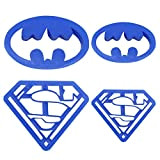 Maijia Lot de 4 emporte-pièces en forme de super-héros Superman Batman pour biscuits, pâtisserie, cookies, fondant