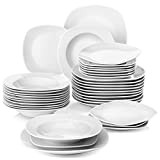 MALACASA, Série Elisa, 36 Pcs Service de Table Porcelaine, 12 * [Assiettes Plates], [Assiettes à Dessert], [Assiettes creuse], Vaisselles à ...