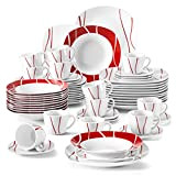 MALACASA, Série Felisa, 60pcs Services de Table Complets Porcelaine, 12 Tasses, 12 sous-Tasses, 12 Assiettes à Dessert,12 Assiettes à Soupe ...