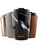 MAMEIDO Mug Isotherme 350ml Black Marble - Thermos Café, Tasse Isotherme Étanche en acier inoxydable sans BPA, 100% Hermétique