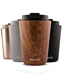 MAMEIDO Mug Isotherme 350ml Oak Wood - Thermos Café, Tasse Isotherme Étanche en acier inoxydable sans BPA, 100% Hermétique