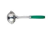 MasterClass Colour-Coded Catering-Quality Stainless Steel Soup Ladle, 35 cm (14") - Green (Vegetarian)