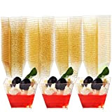 MATANA 100 Mini Coupes à Dessert Transparentes avec Paillettes Dorées, Verrines pour Desserts, Apéritifs, Entrées, Tiramisus, Buffets (60ml) - Solide ...