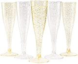 MATANA 120 Flûtes à Champagne en Plastique à Paillettes Dorées & Argentées pour Mariages, Anniversaires, Noël & Fête, 133ml - ...