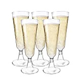 MATANA 48 Verres à Champagne Élégants en Plastique, Flûtes à Champagne pour Mariages, Anniversaires & Fêtes, 150ml - Solide & ...