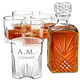 Maverton Carafe whisky et 6 verres gravés - Ensemble en cristal - Cadeau d’anniversaire pour parents - Whisky set avec ...
