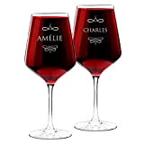 Maverton Set de 2 Verres à Vin en Cristal - Verres gravés 530 ml - Verres XL Personnalisés - Cadeau ...