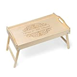Maverton Table pliante personnalisée de lit - Tablette au petit déjeuner pour parents - Table gravée en bois de pin ...