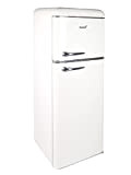 MaxxHome Réfrigérateur rétro - Congélateur - Tiroir à légumes - 4 étagères en verre - 210l - Crème
