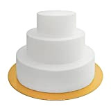 MCE-Commerce A3995994 Polystyrène, 3 étages, Ø 10/15/20 cm, hauteur 15 cm, fond à gâteau doré | gâteau d'anniversaire | gâteau ...