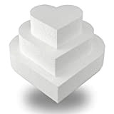 MCE-Commerce Lot de 3 gâteaux en polystyrène avec cœur Hauteur : 5 cm, 10 cm, 15 cm, 20 cm, Blanc, ...