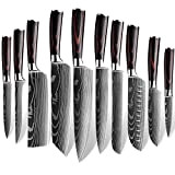 MDHAND Couteaux de Cuisine , Couteau Japonais Tranchant en acier inoxydable en plusieurs tailles avec Poignée confortable, Couteau de Chef ...