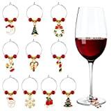 MELLIEX 10 Pièces Noël Verre à Vin Charms Anneau Marqueurs pendentifs Boivent des Étiquettes pour la Décoration de Table de ...