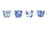 Mikasa Hampton Espresso Cups with Floral Pattern in Gift Box, Porcelain, White/Blue, 80 ml, 4 Piece Set
