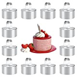 Mopoin Cercle a Patisserie, 12 Pièces Cercle Tartelette avec Poussoir Emporte Pièce Rond en Acier Inoxydable pour Gâteau Mousse Dessert ...
