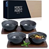 Moritz & Moritz 4X Bols Soupe Miso - 12 cm Ø - Service de Table Japonais en Céramique et Bois de ...