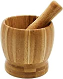 Mortier et Pilon en Bambou pour Epices, Herbes, Graines, Noix (12 cm diamètre)
