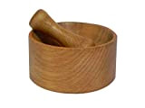 Mortier et pilon en bois naturel - Avec bol à épices et herbes (M02)