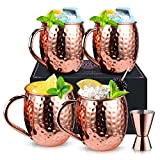 Moscow Mule Lot de 4 tasses à cocktail en cuivre pour n'importe quelle boisson froide, vin, bar, fête Coffret cadeau ...