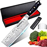 MOSFiATA Nakiri Couteau de cuisine 18 cm, Couteau de cuisine professionnel Couteau de chef japonais Couteau à légumes en acier ...