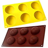 Moule en Silicone Semi-sphérique, ZoneYan Grand Moule à Chocolat en Silicone à 6 Cavités, 2 Moules pour Préparation de Bombes ...