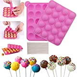 Moules à Lollipop Bonbon Bac à Glaçons Plaque en silicone pour Faire Cake Pop Gâteaux Pâtisserie 20 Moules + 100 ...