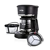 Mr. Coffee Mini cafetière à café programmable 5 tasses 758,7 g avec filtration d'eau et filtre en nylon réutilisable Noir