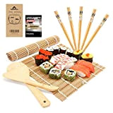 MUDEELA Kit Sushi 9 Pièces, Kit de Fabrication de Sushis en Bambou Sushi Maker pour Débutants, Comprend 2 Natte Sushi, ...