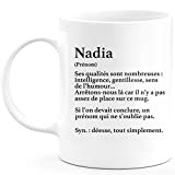 Mug Cadeau Nadia - définition Nadia - Cadeau prénom personnalisé Anniversaire Femme noël départ collègue - Céramique - Blanc - ...