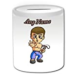 Mug personnalisé Cadeau-Brun (Nunchaku Arts martiaux Design-Blanc-nom/Message sur votre Unique arme Bruce Lee Kung Fu Blond