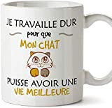 Mugffins mug Tasses de Petit déjeuner Originales - Je Travaille Dur pour Que Mon Chat puisse Avoir Une Vie Meilleure ...
