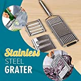 Multi-Purpose Vegetable Slicer, Stainless Steel Handheld Grater Steel Grater with 3 Replaceable Blades Adjustable Kitchen Tool